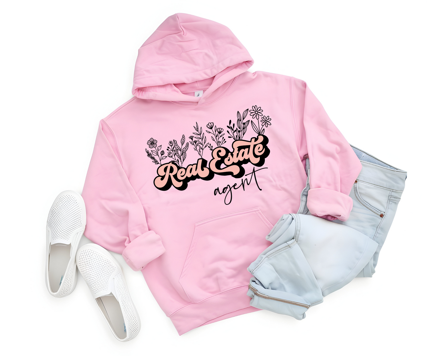 REAL ESTATE AGENT FLORAL RETRO BUBBLE FONT