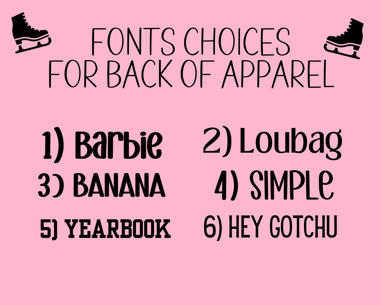 ADD YOUR SKATERS NAME (not for Hershey Kiss spirit wear or jackets)