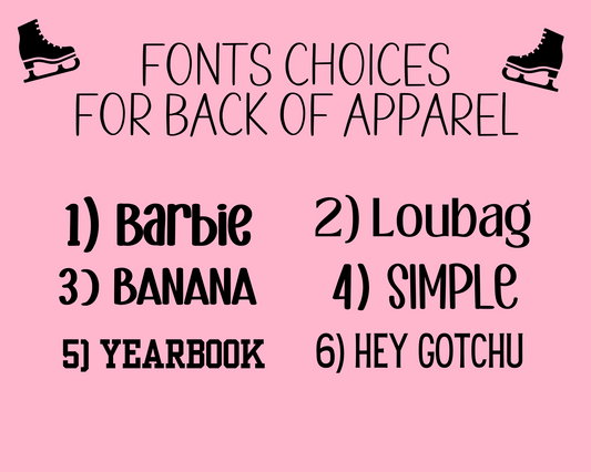 ADD YOUR SKATERS NAME (not for Hershey Kiss spirit wear or jackets)